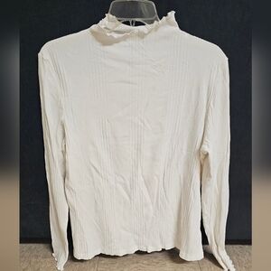 Cynthis Rowley Scalloped Mock Turtleneck XL